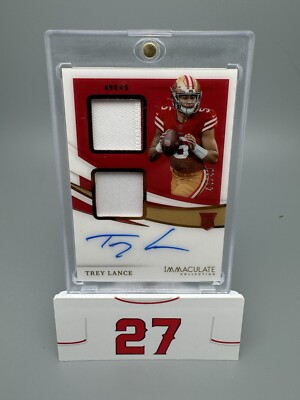 Trey Lance 2021 Immaculate Dual Rookie Patch On Card Auto 44/49 Card #ISP-TRL