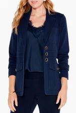 Nic+Zoe L64606 Womens Dark Indigo Editor Button Front Blazer Size M