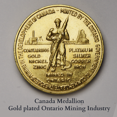 1967 Ontario Mining Industry Centennial Medal – Gold-Plated