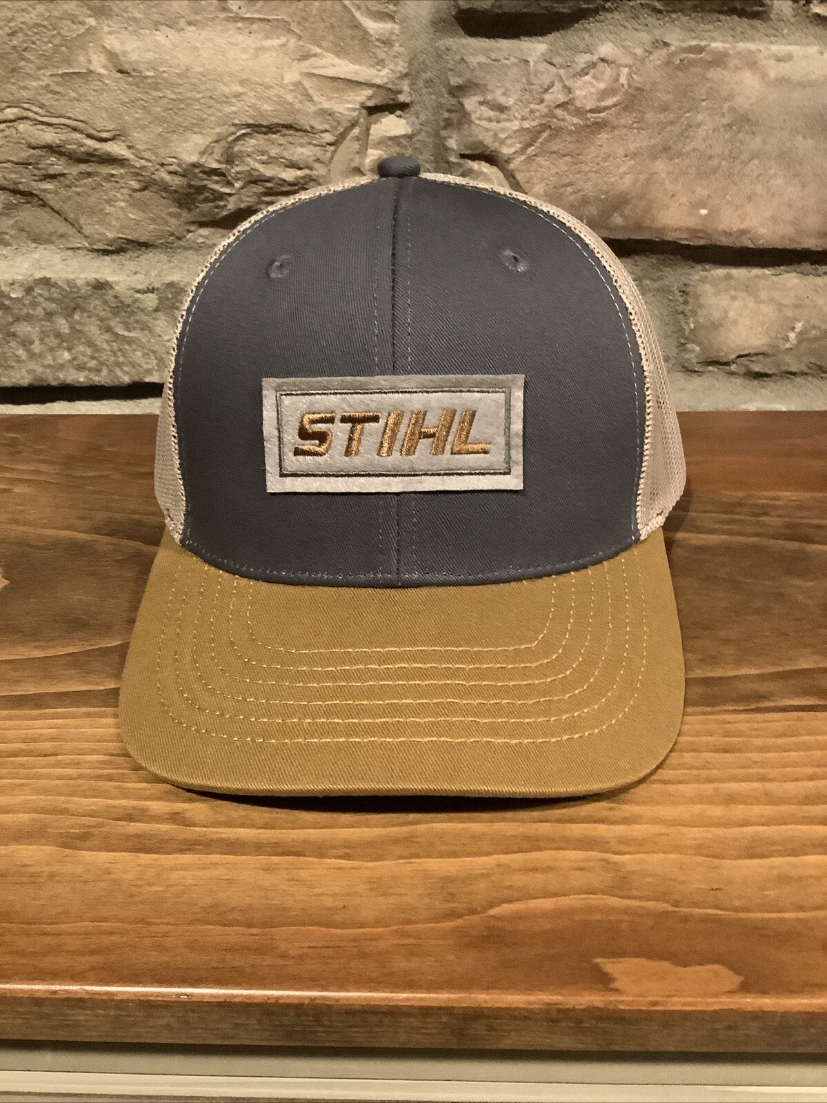 STIHL Adjustable Trucker Hat New Release Gray Brown