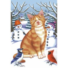 Orange Tabby Winter Decorative Flag