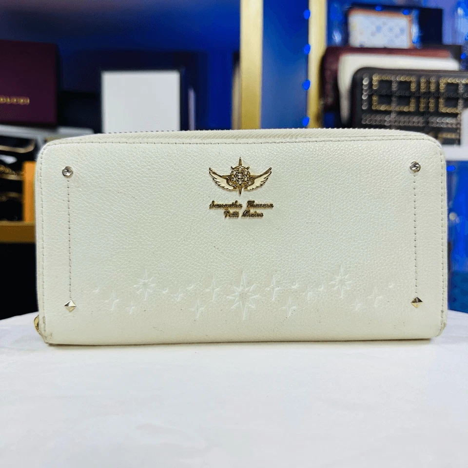 Cartera Samantha Thavasa de cuero blanco con cremallera Foto 2 de 4