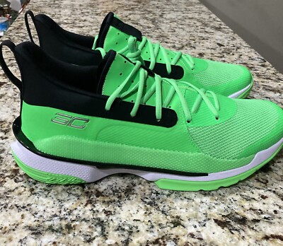 Men Under Armour Curry 7 Basketball Shoes Team Green Black 3023838-306 Size 14