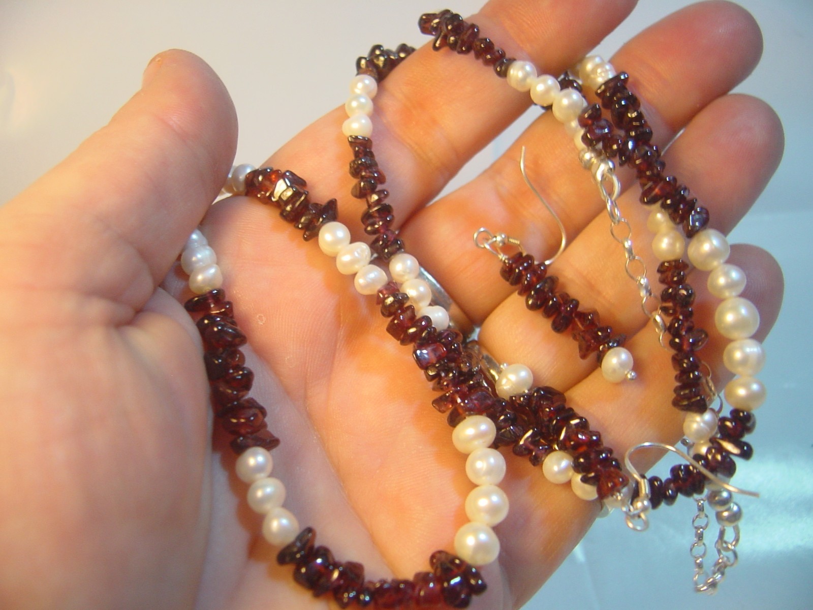 Solid Silver Set: Necklace, Bracelet & Earrings w… - image 10