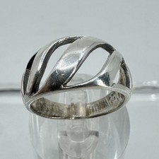 STERLING SILVER CUT OUT Striped Dome DESIGN BAND RING SIZE 7.75