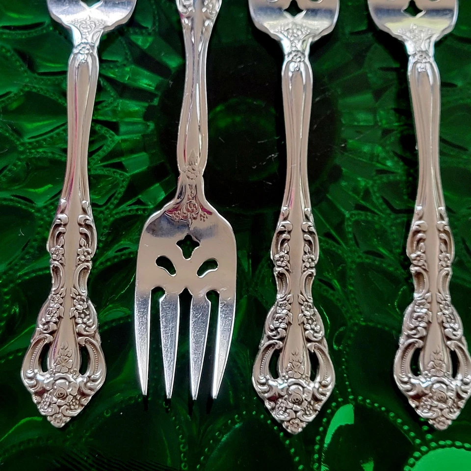 4 Oneida Stainless Steel Cube Flatware Michelangelo SALAD FORKS Baroque Design - Image 3 of 4