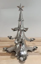 Vtg 2004 Target Silver Metal Centerpiece Christmas Tree Votive Candle Holder 16”
