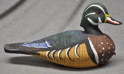 East Coast style WOOD DUCK drake duck decoy CARVED PAINTED EYES   WMW ''XXX''