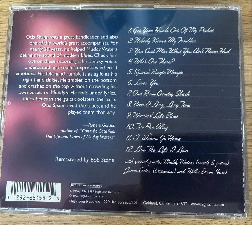 OTIS SPANN - I Wanna Go Home CD 2003 HighTone AS NEW! - Image 2 of 2