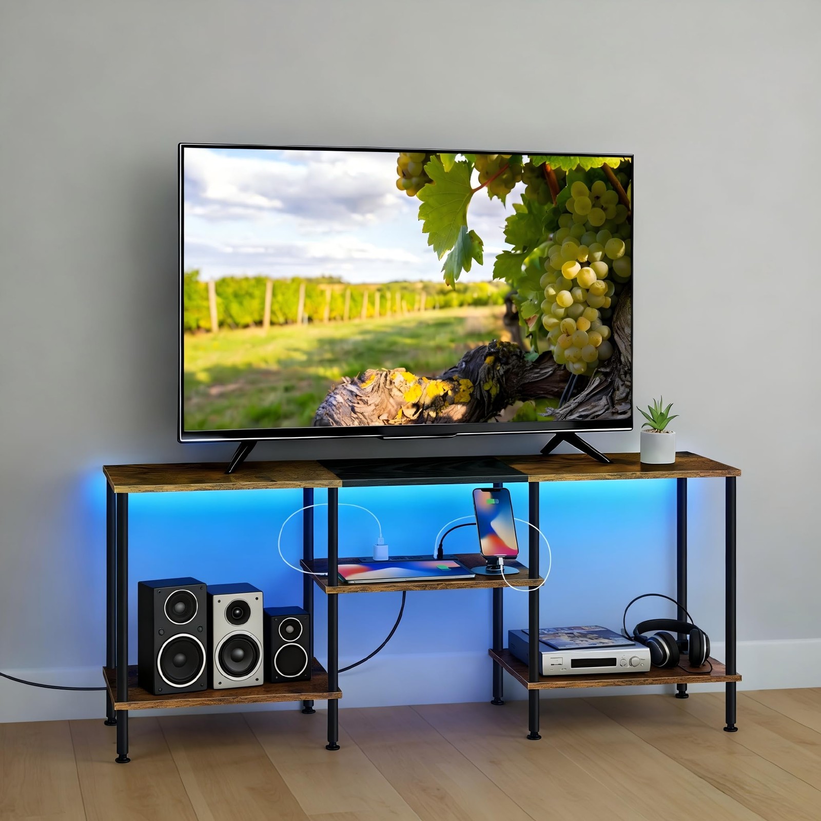 With Storage For 50 Inch Tv Small Entertainment Center With Charging...