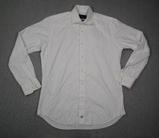 David Donahue Dress Shirt Men 16 34 White Trim Fit Button Up Dobby Work