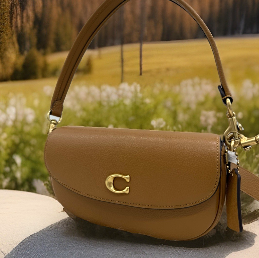 AUTH $395 NWT Coach C Logo Pebbled Leather Top Handle Crossbody