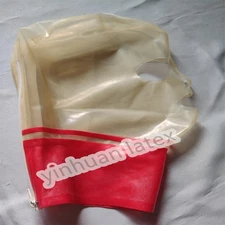 Latex Hood Red with Transparent Rubber Mask Halloween Cosply Costume