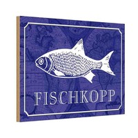 Holzschild 12X18 Cm Fischkopp Fisch Tier Haustier Deko Geschenk Holz Schild