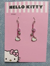 Valentines Day Hello Kitty Dangle Pink Heart Earrings/Brand New