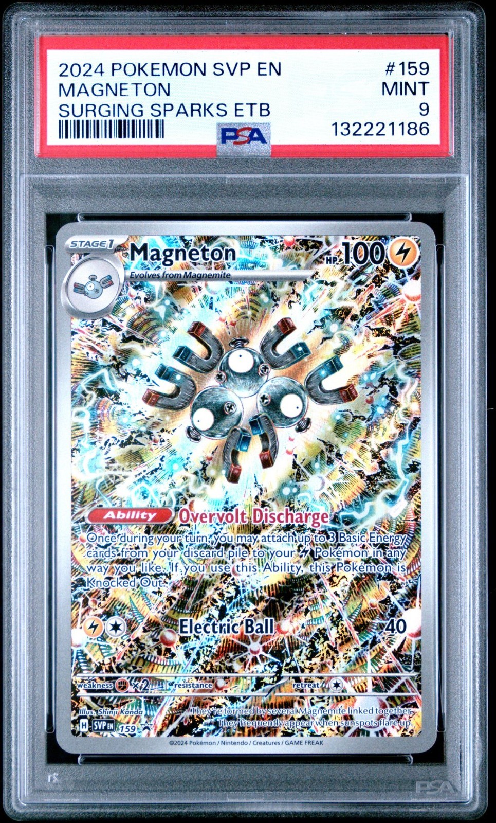 2024 POKEMON SURGING SPARKS ETB PROMO SVP #159 MAGNETON PSA 9 MINT