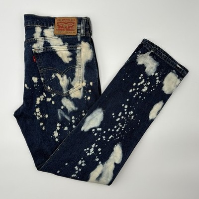 Levi's 541 Athletic Taper Jeans Mens 34x34 Blue Denim Custom Bleach Splash Dye