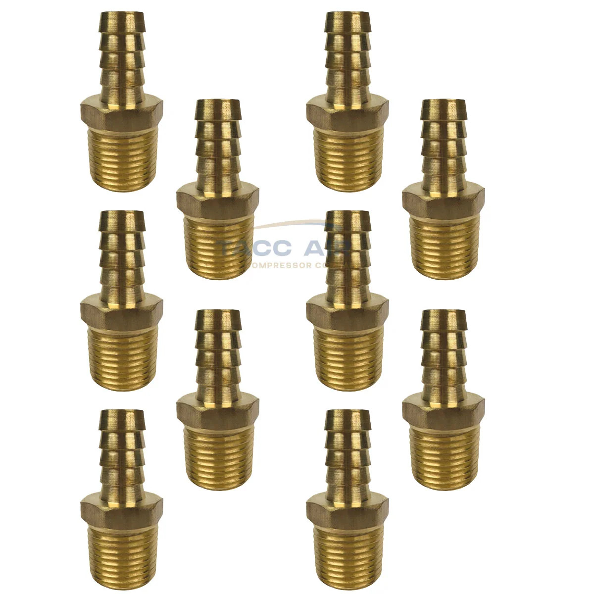 10 Pack 1/2" ID Hose Barb x 1/2" Male NPT Pipe Thread Brass Straight End Fitting