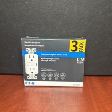 Eaton 125V 15A GFCI Receptacle, White, 3-Pack GF15W-3-LW NEW 7415