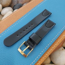 Vintage 16mm Gemex Black Shell Cordovan Short Unused 1950s Classic Watch Band