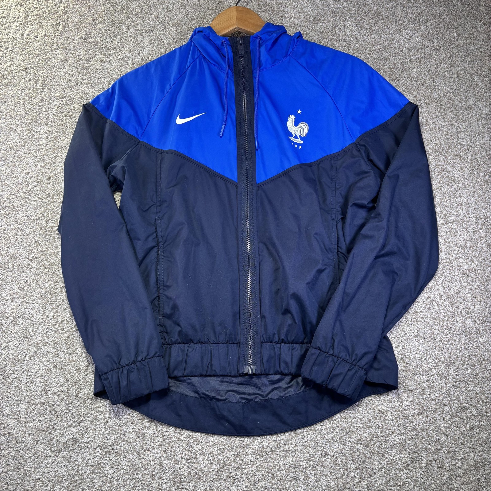 Mens Small Blue Nike Hooded Windbreaker Full Zip Fff Crest