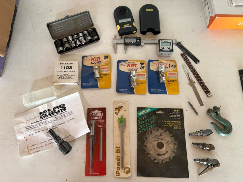 Mixed Lot Misc. Tools Swivel Sockets Reamer Power Bit Router Extension Estimator