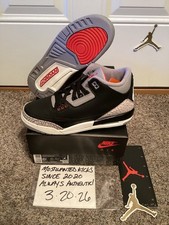 DS 2024 Nike Air Jordan 3 Retro Mid Black Cement GS Sz 6.5/W Sz 8