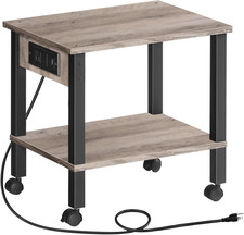 2-Tier Printer Stand with Charging Station, under Desk Printer Table, Printer Ca