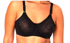 BALI "LACE-N-SMOOTH" BLACK SHEER LACY UNDERWIRE BRA 36D NWT
