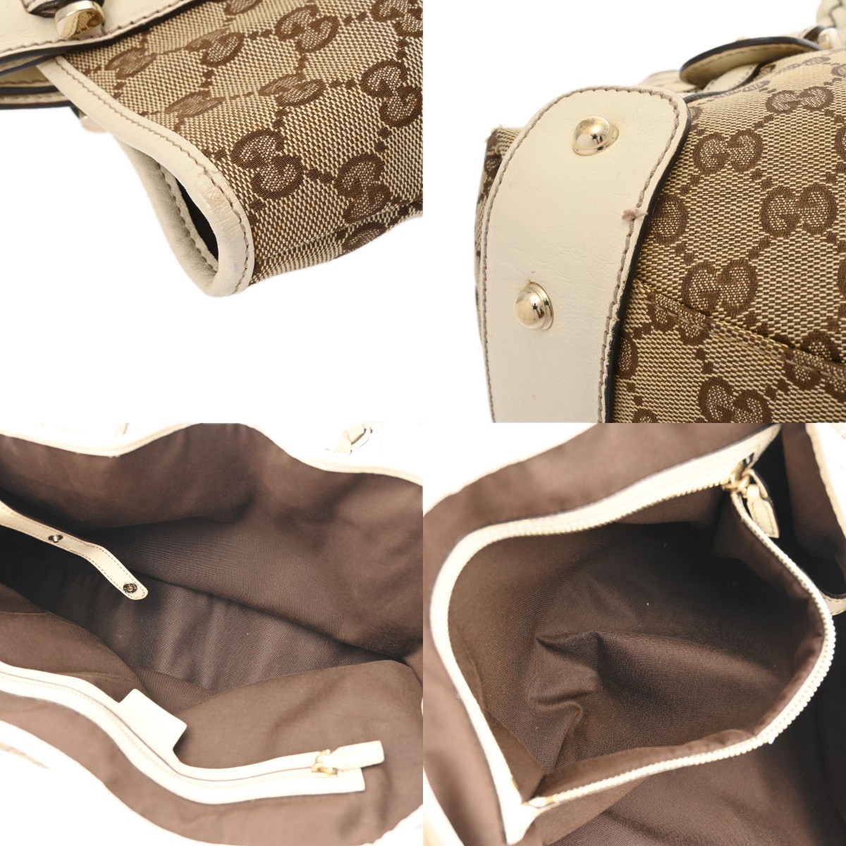 GUCCI 162900 001013 GG canvas/leather Beige/Ebony/White Women Tote Bag thumbnail 8