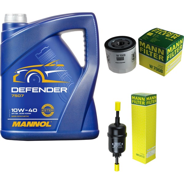 Mann Inspektionspaket Filterset 5L Mannol Defender 10W-40 FüR Mazda 2 1.4 1.25-image