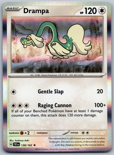 Drampa 138/162 Rare Temporal Forces Pokemon Holo Near Mint