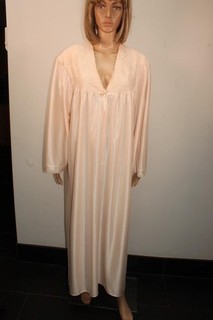 VTG PINK THICKER SILKY SHIMMERING NYLON & LACE NIGHTDRESS SIZE XL LONG