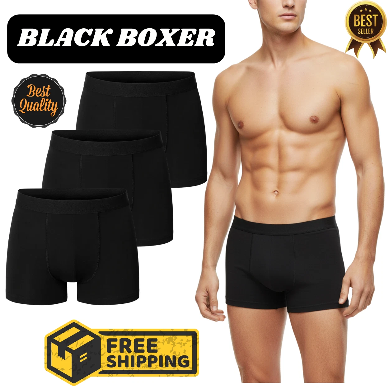 Stack of versatile black boxer shorts