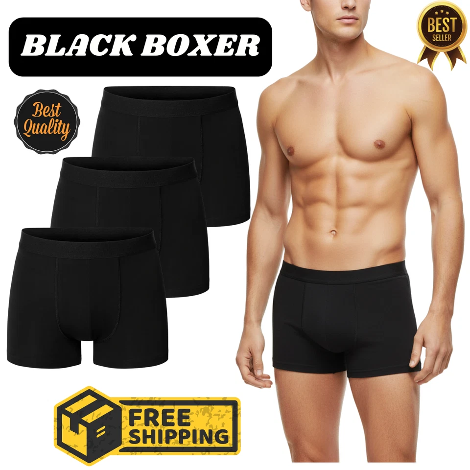 ROYAL DREAM 12 PACK 3,6 BLACK MENS BOXER SHORTS TRUNKS COMFORT FIT BOXERS MENS UNDERWEAR lot