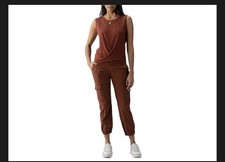 Sanctuary Women's Brown Cargo Pants Elastic Ankles Button Pockets Casual