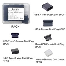 36 PCS 6 Types USB anti Dust Cover Plugs, Silicone Soft Micro USB Cap Port Prote