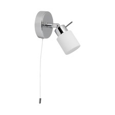 Image of Modern Polished Chrome & Glass IP44 Bathroom Wall Light With Pull Cord Switch