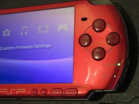 Crimson Red PSP 3000 NEW LCD Chrg/data HQ battery, 64gb SANDISK w/ARK-4