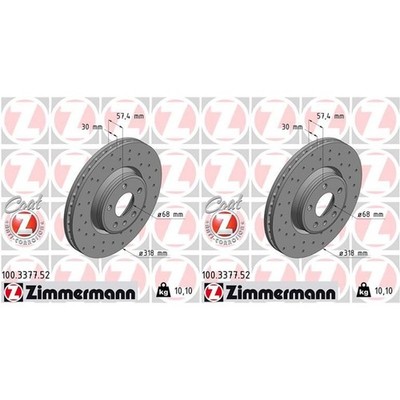 2x ZIMMERMANN SPORT BREMSSCHEIBEN 318mm GELOCHT VORNE passend für AUDI A4 A5 Q5