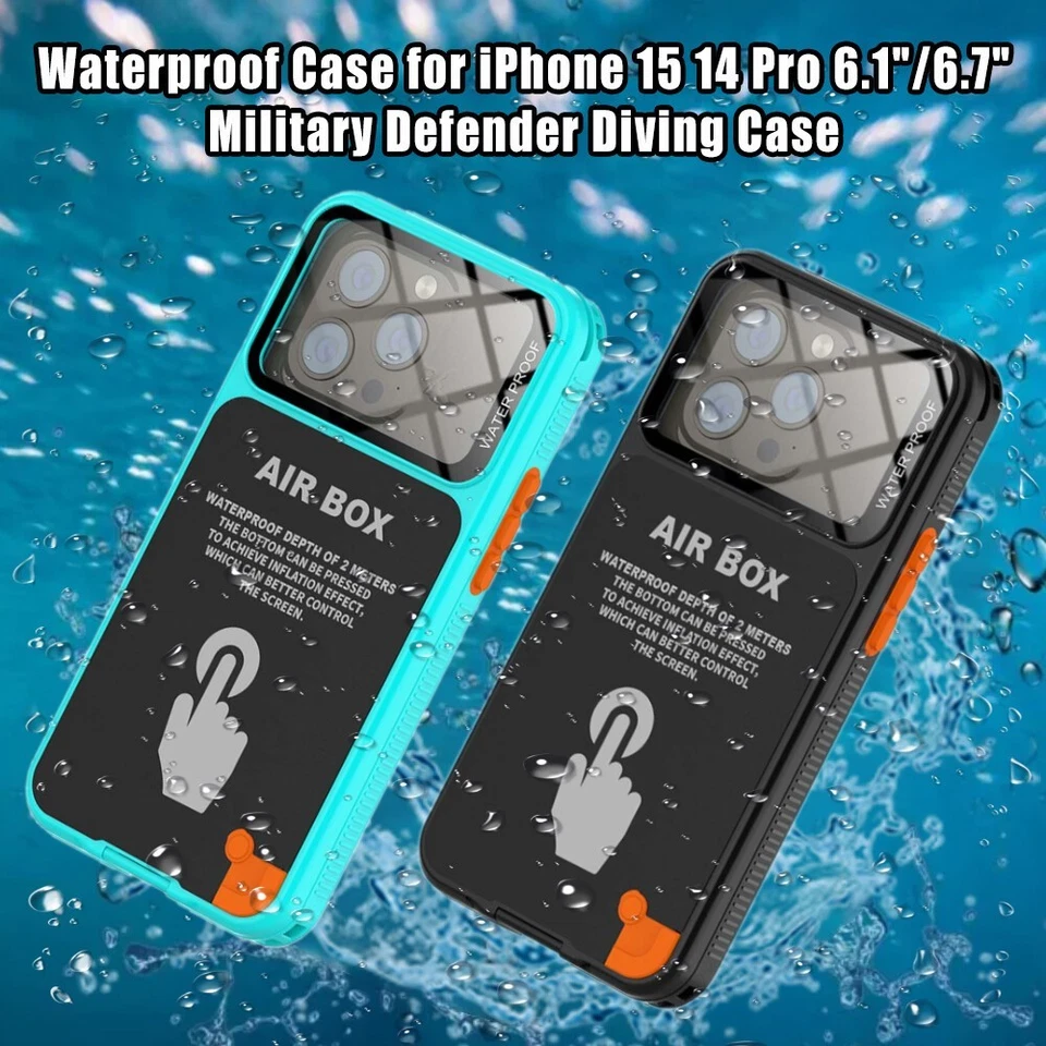 Waterproof Case for iPhone 15 14 UnderWater Touch Military Defender Diving Case~ - Image 4 of 4