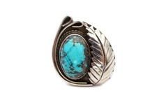Vintage Native American Navajo Sterling Silver Turquoise Ring Size 6 Signed AS