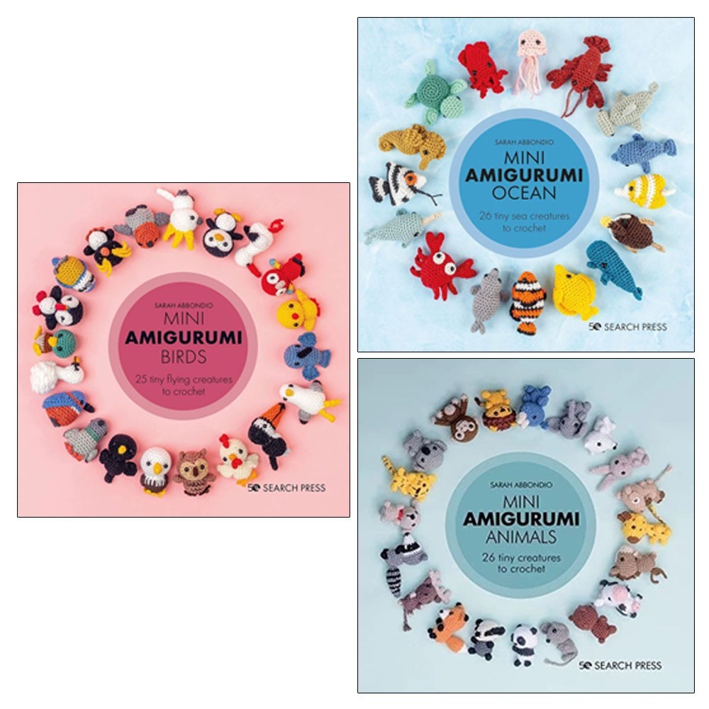 Sarah Abbondio 3 Books Collection Set Mini Amigurumi Birds, Ocean, Animals[HB]