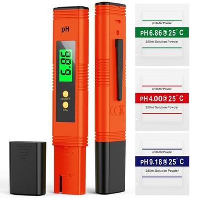 High Accuracy Digital pH Meter - 0.01 Precision Tester with Calibration Powders