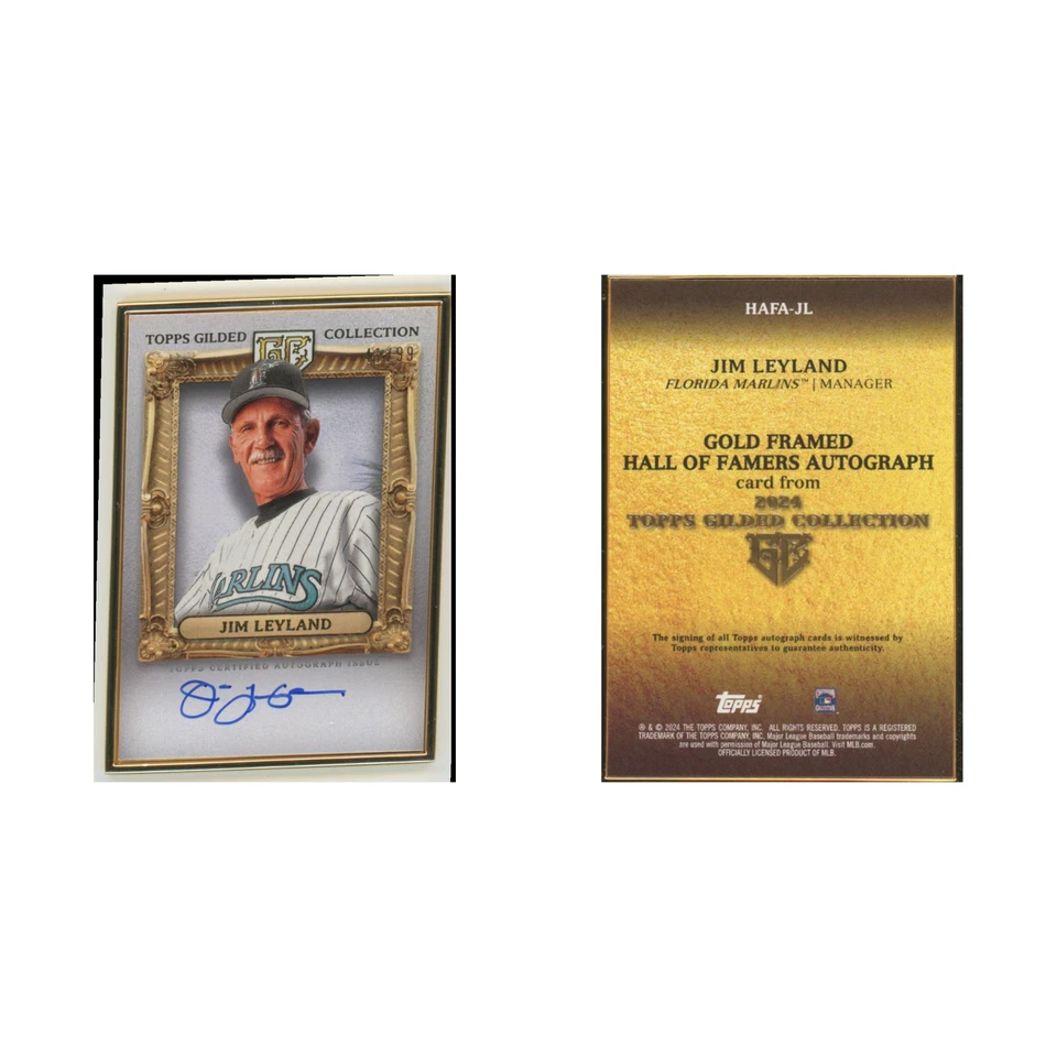 Jim Leyland - 2024 Topps Coleção Dourada Moldura Dourada Auto/99 Detroit Tigers - Imagem 3 de 3
