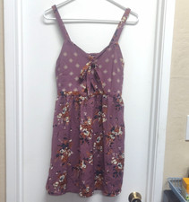 Xhilaration Purple Floral V-Neck Strappy Smocked Sundress Short Women's XS
