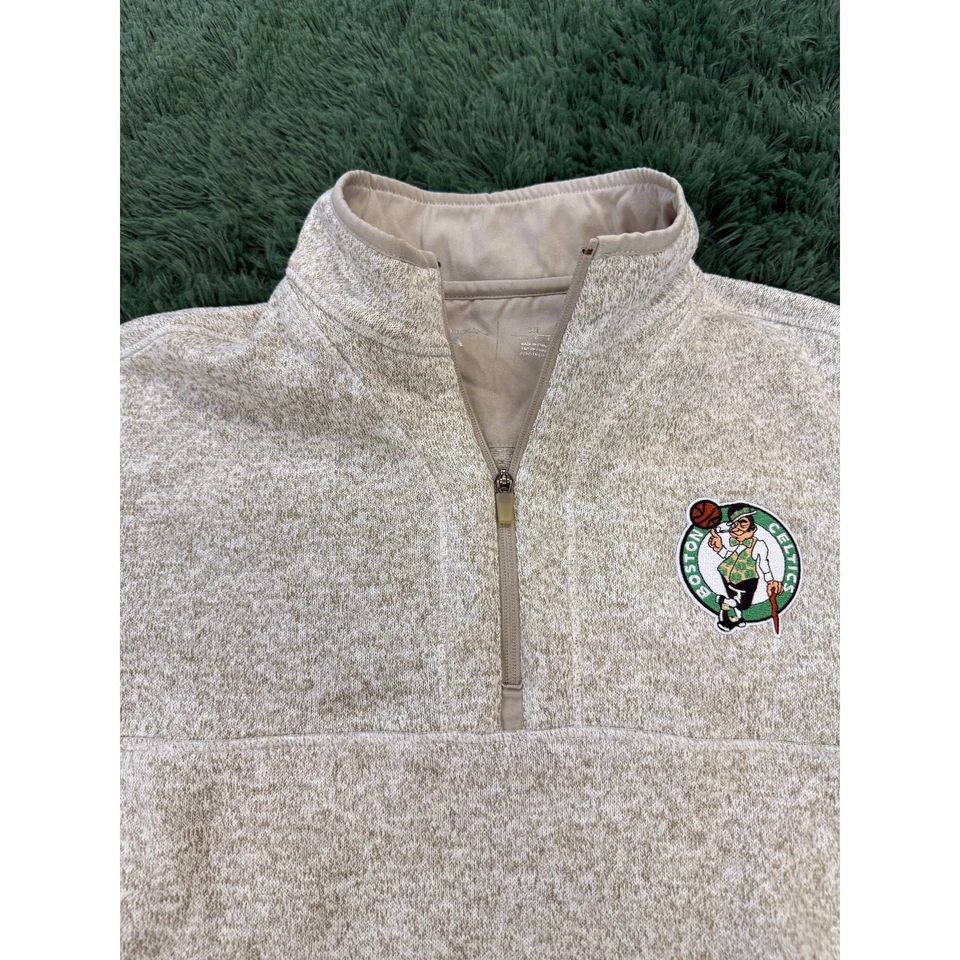 Boston Celtics Y2K Beige Pullover XL Pullover 1/4 Cremallera Suéter Sudadera Foto 3 de 4