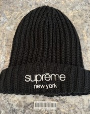 Supreme Classic Logo Chunky Ribbed Beanie - FW24 - Black - Brand New