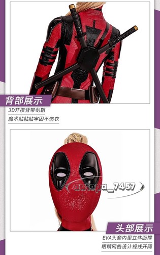 Deadpool 3 Lady Deadpool Wanda Wilson Cosplay Kostüm Geschenk Halloween Outfit Requisiten - Bild 11 von 21