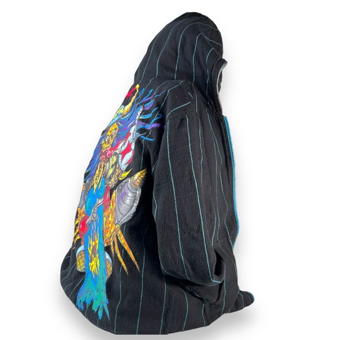 Y2K Skater Hoodie *Größe lesen* Thrash Grunge OOAK Graffiti Art REVERSIBLE Zip - Bild 7 von 24